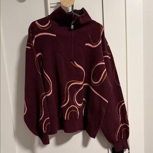 Nine West Burgundy and Rust Knit Sweater